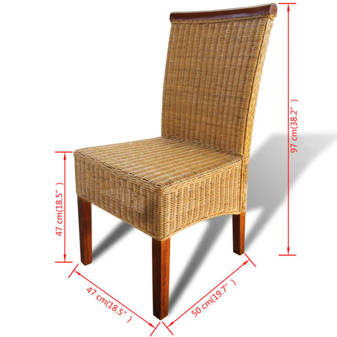 Swen Studio -  Dining Chairs 4 pcs Brown Natural Rattan